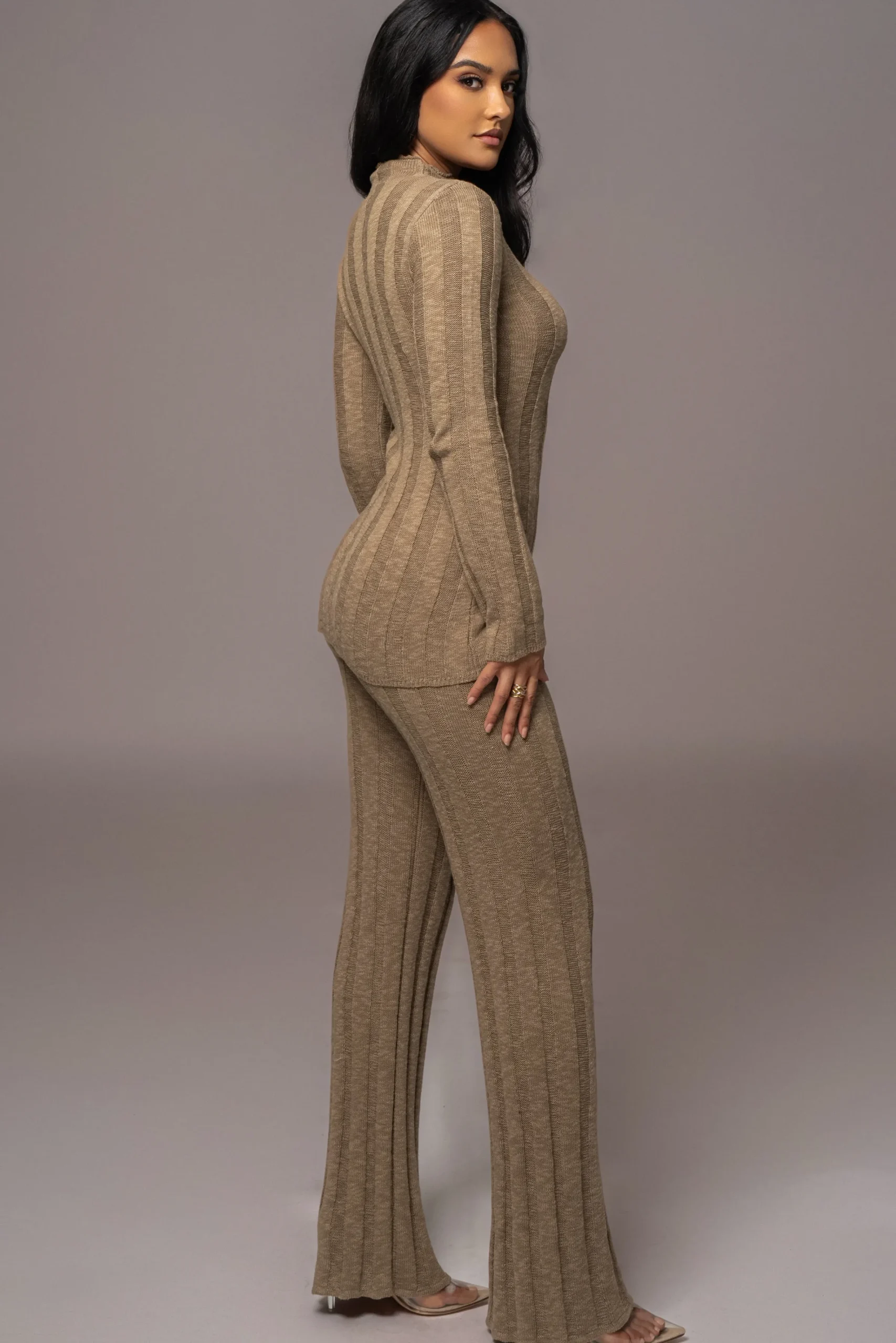 JLUXLABEL Olive Take A Chance Ribbed Pant Set