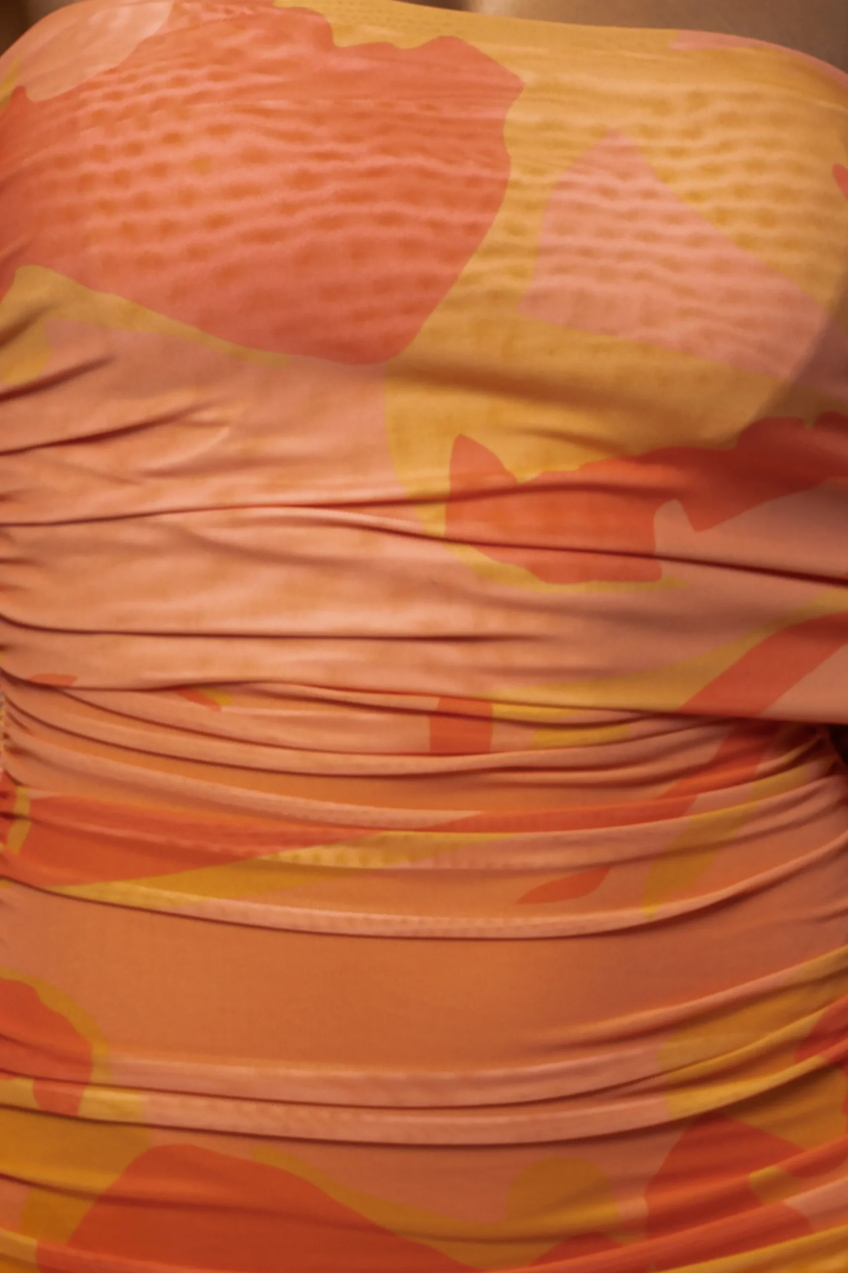 JLUXLABEL Orange Capri Ruched Dress