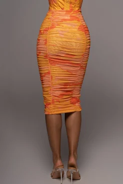JLUXLABEL Orange Costa Rica Floral Skirt