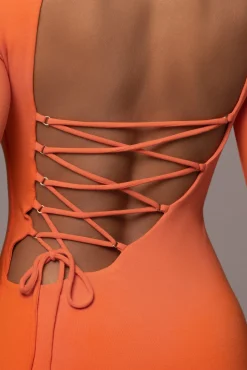 JLUXLABEL Orange Shaye Mock Neck Dress