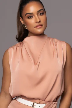 JLUXLABEL Peach Desiree Mock Neck Top