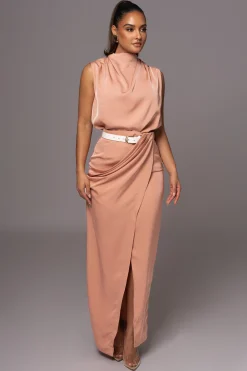 JLUXLABEL Peach Desiree Mock Neck Top