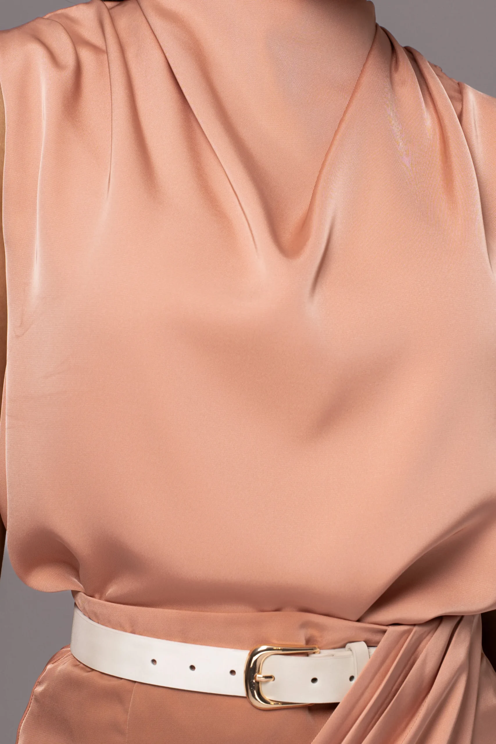 JLUXLABEL Peach Desiree Mock Neck Top
