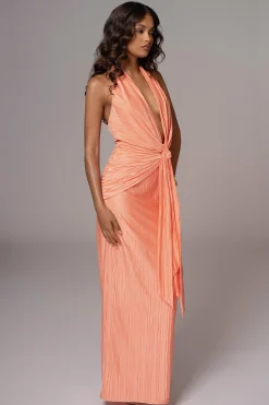 JLUXLABEL Peach Under The Moonlight Drape Dress