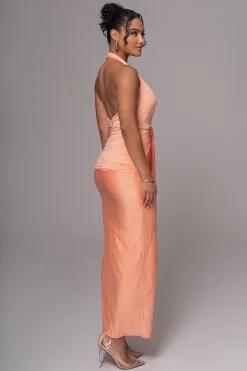 JLUXLABEL Peach Under The Moonlight Drape Dress