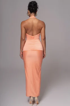 JLUXLABEL Peach Under The Moonlight Drape Dress