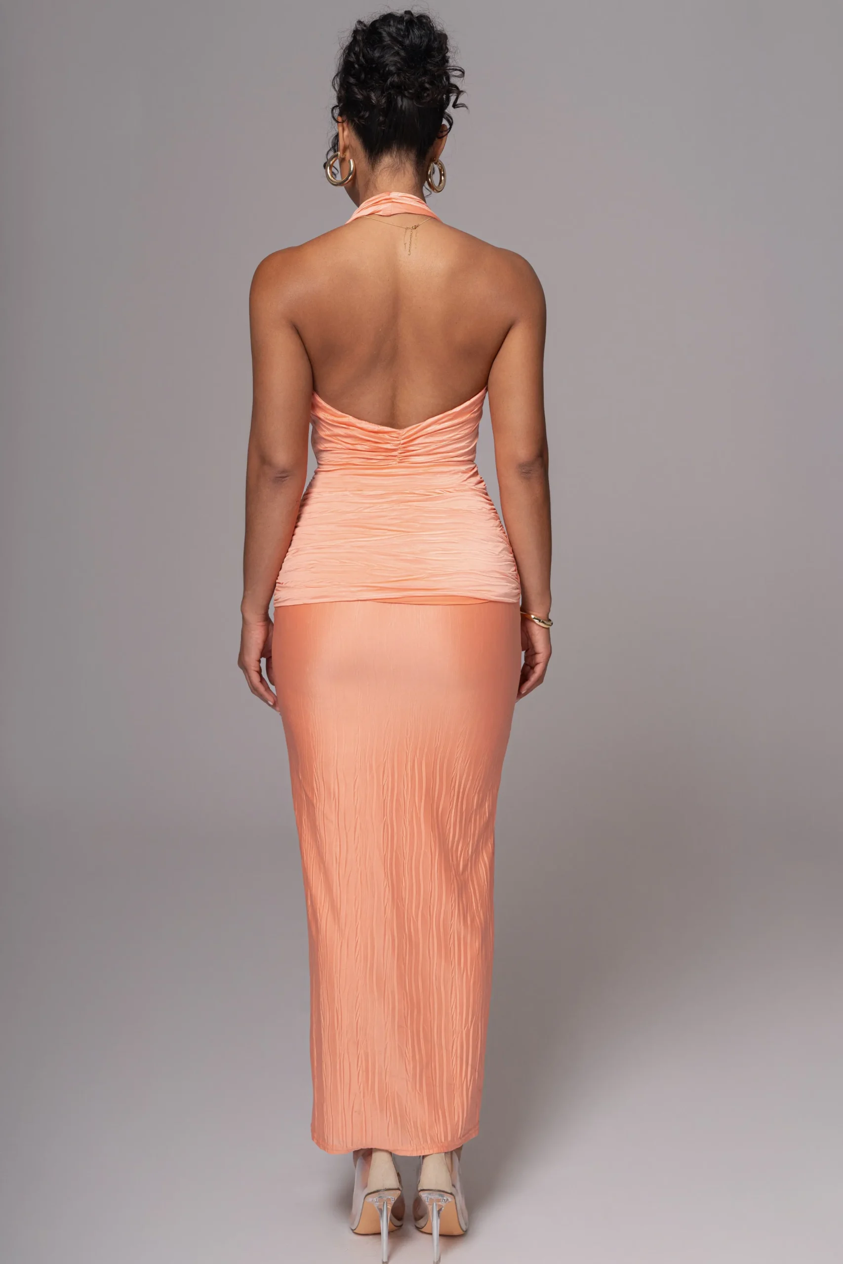 JLUXLABEL Peach Under The Moonlight Drape Dress
