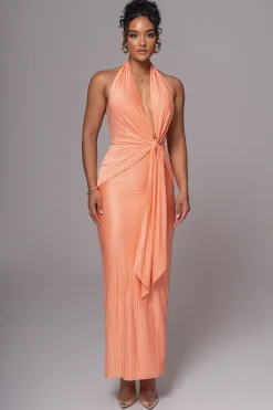 JLUXLABEL Peach Under The Moonlight Drape Dress