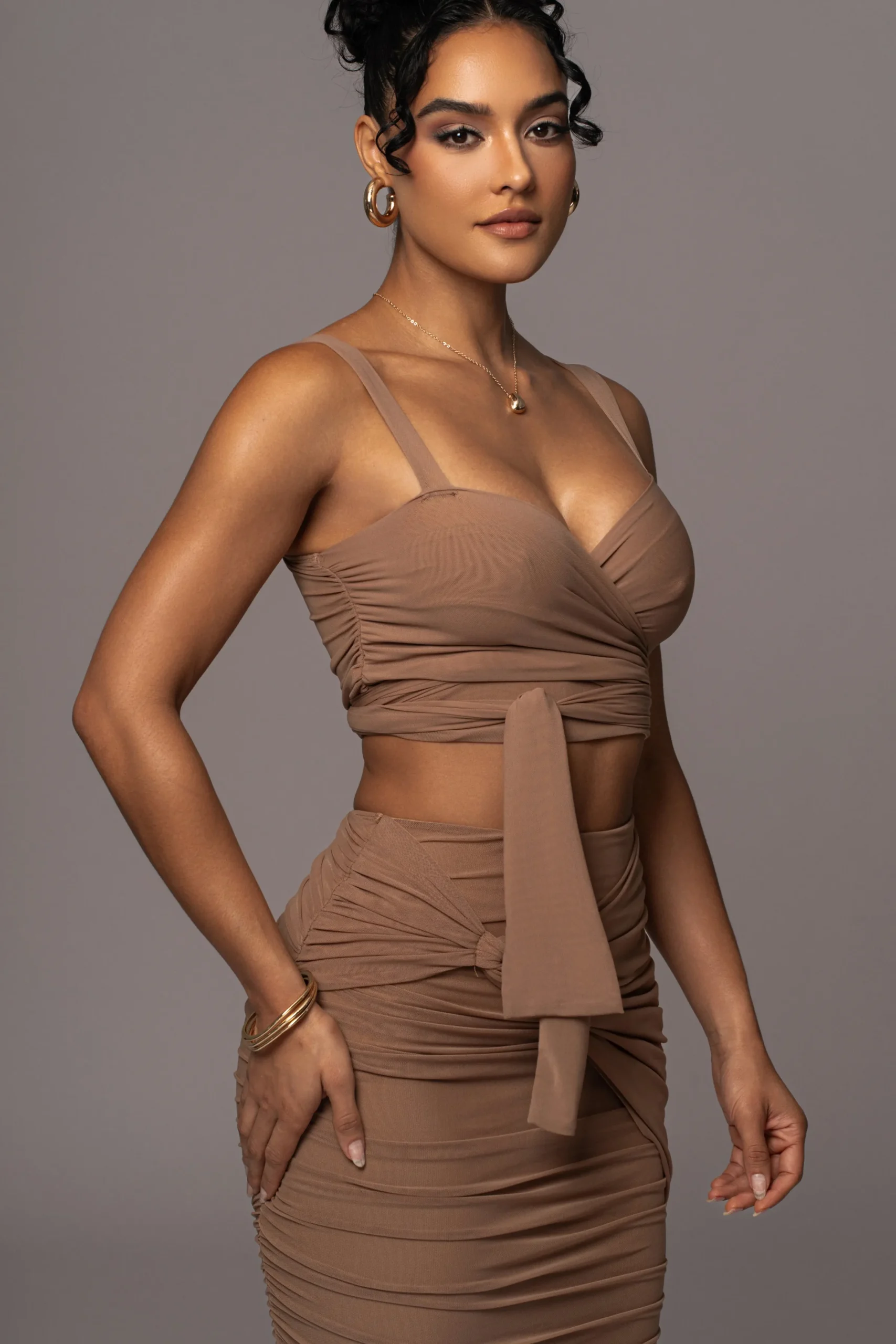 JLUXLABEL Pecan Extend Your Stay Skirt Set