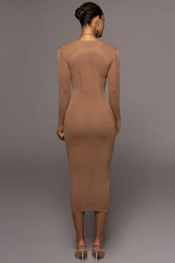 JLUXLABEL Pecan Look This Way Midi Dress