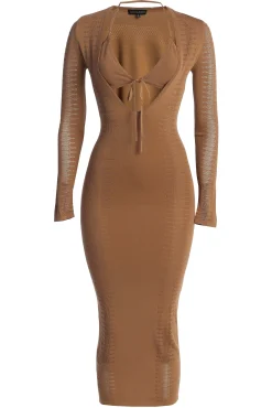 JLUXLABEL Pecan Look This Way Midi Dress