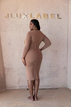 JLUXLABEL Pecan Look This Way Midi Dress