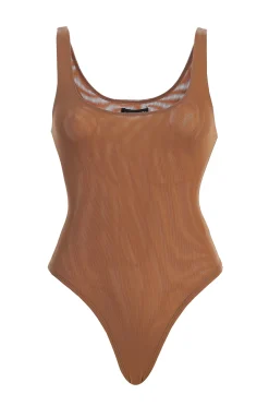 JLUXLABEL Pecan Mesh Essentials Tank Bodysuit Undergarment
