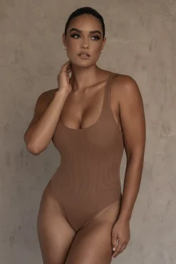 JLUXLABEL Pecan Mesh Essentials Tank Bodysuit Undergarment