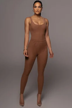 JLUXLABEL Pecan Mesh Essentials Tank Bodysuit Undergarment