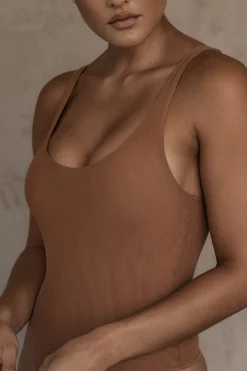 JLUXLABEL Pecan Mesh Essentials Tank Bodysuit Undergarment