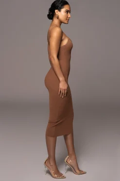 JLUXLABEL Pecan Rochelle Mesh Midi Dress