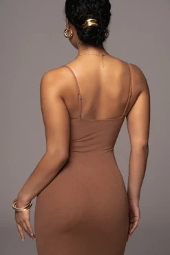 JLUXLABEL Pecan Rochelle Mesh Midi Dress