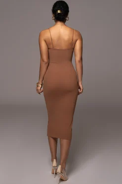 JLUXLABEL Pecan Rochelle Mesh Midi Dress