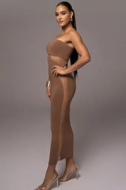 JLUXLABEL Pecan Unpredictable Midi Dress