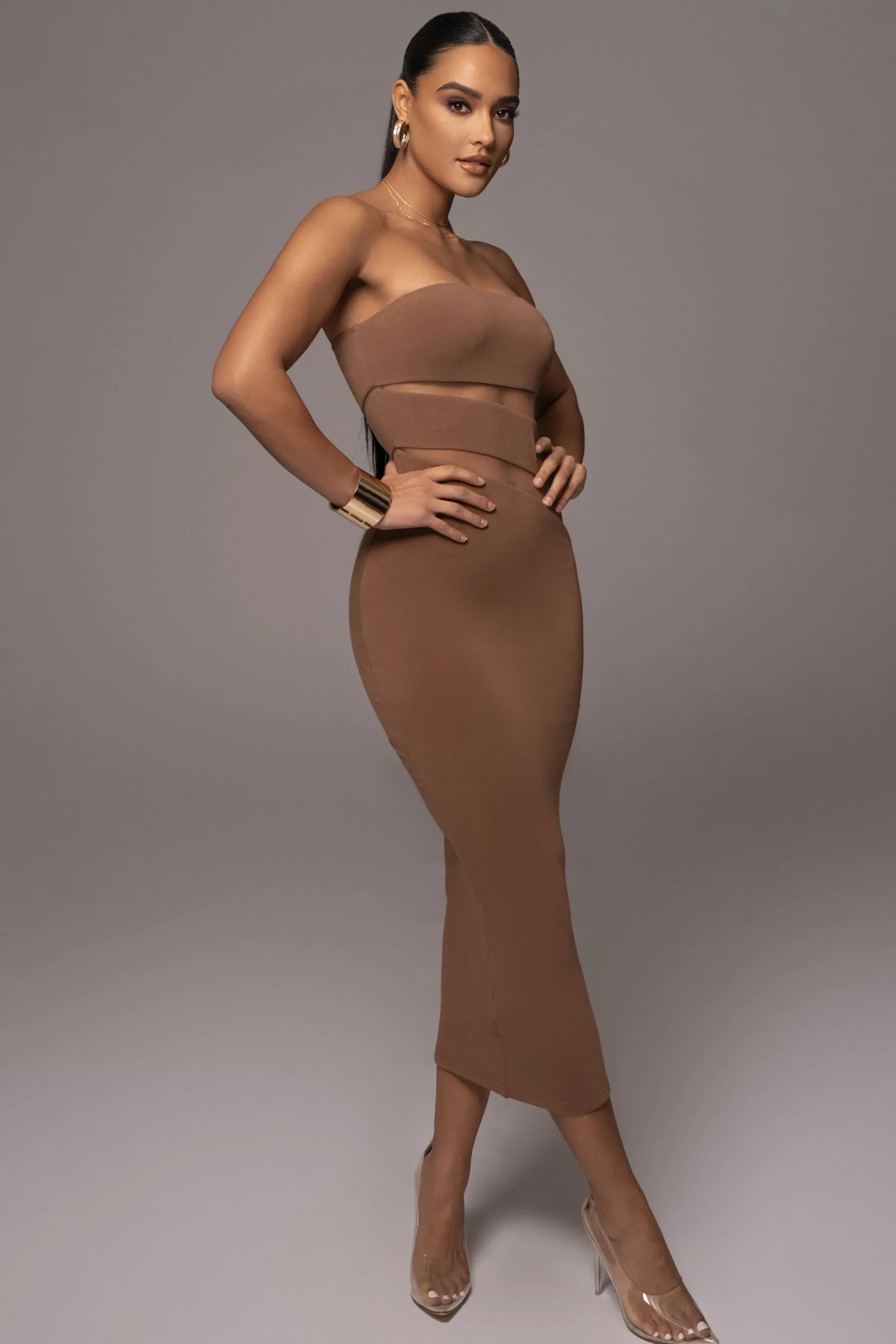 JLUXLABEL Pecan Unpredictable Midi Dress