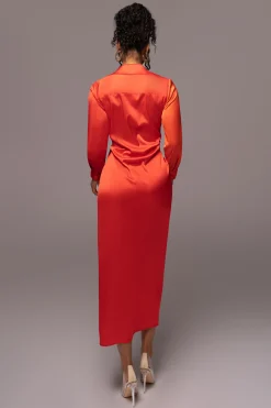 JLUXLABEL Pink Color Block Satin Midi Dress