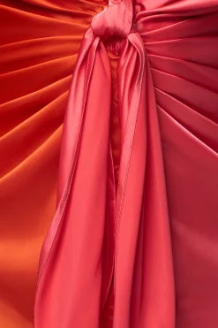 JLUXLABEL Pink Color Block Satin Midi Dress