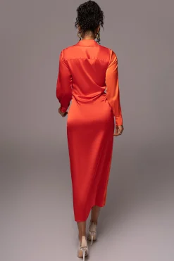 JLUXLABEL Pink Color Block Satin Midi Dress