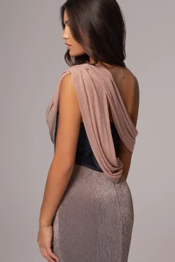 JLUXLABEL Pink Dusk Celestina Draped Maxi Dress