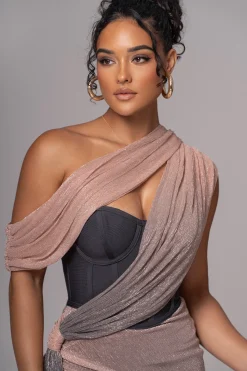 JLUXLABEL Pink Dusk Celestina Draped Maxi Dress