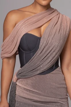 JLUXLABEL Pink Dusk Celestina Draped Maxi Dress