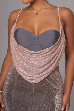 JLUXLABEL Pink Dusk Shimmery Nights Maxi Dress
