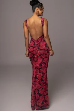 JLUXLABEL Pink Floral Front And Center Maxi Dress