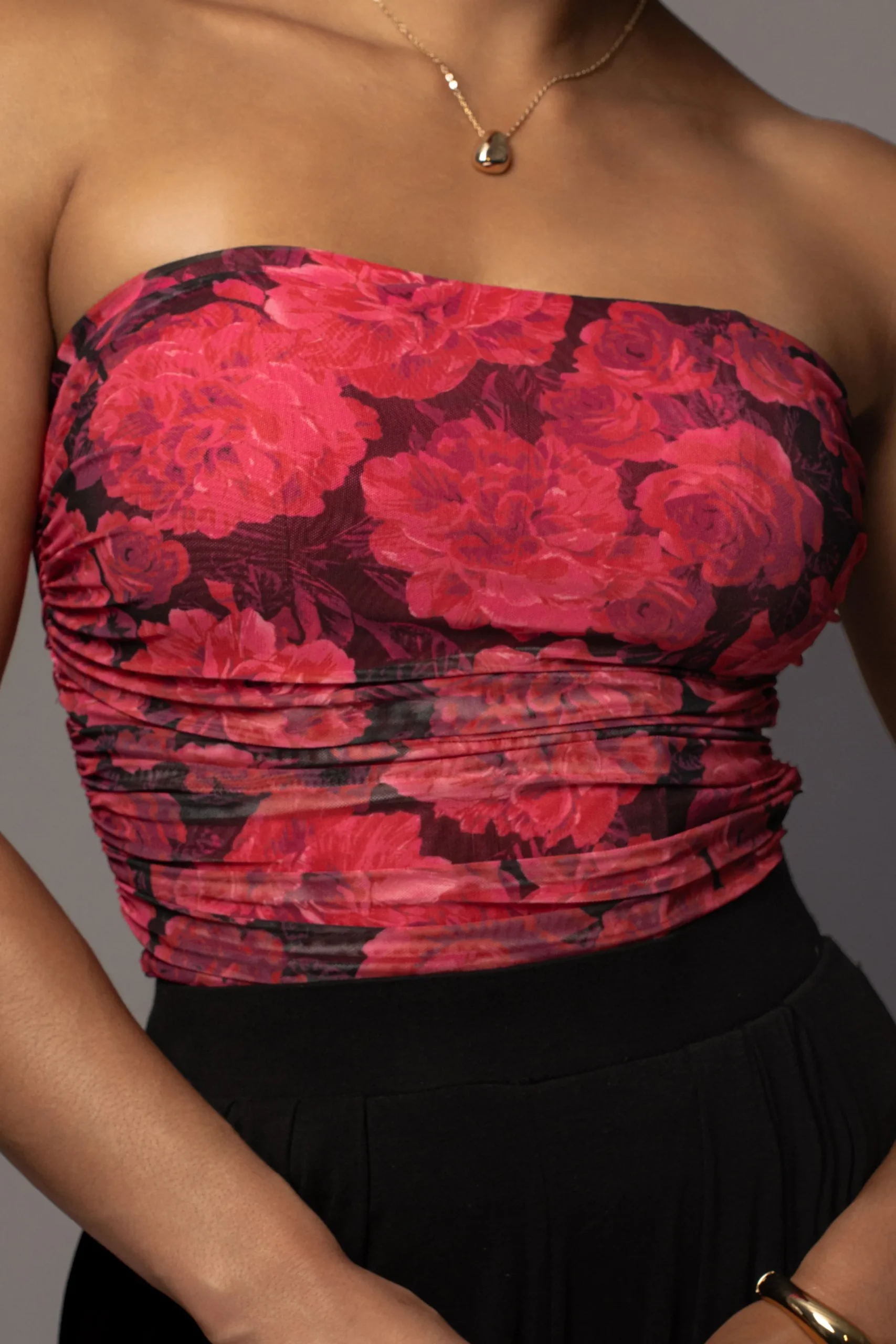 JLUXLABEL Pink Floral The Riviera Mesh Corset