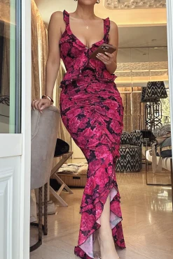 JLUXLABEL Pink  La Costa Ruffle Maxi Dress