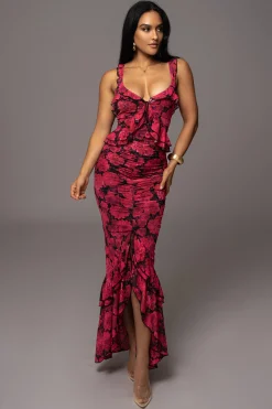 JLUXLABEL Pink  La Costa Ruffle Maxi Dress