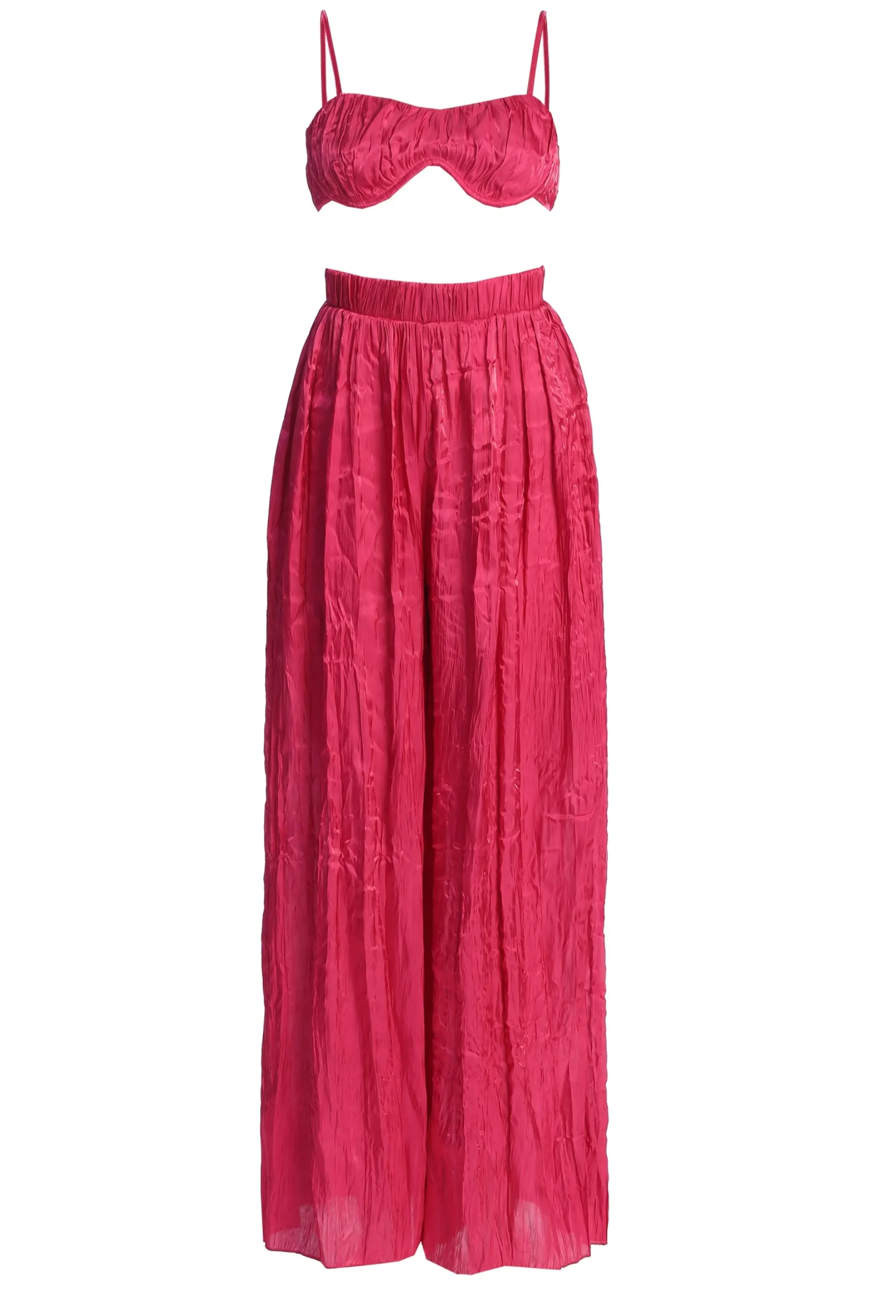 JLUXLABEL Pink Lets Get Away Satin Pant Set
