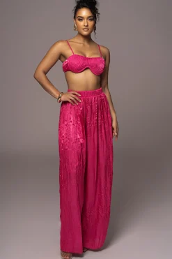 JLUXLABEL Pink Lets Get Away Satin Pant Set