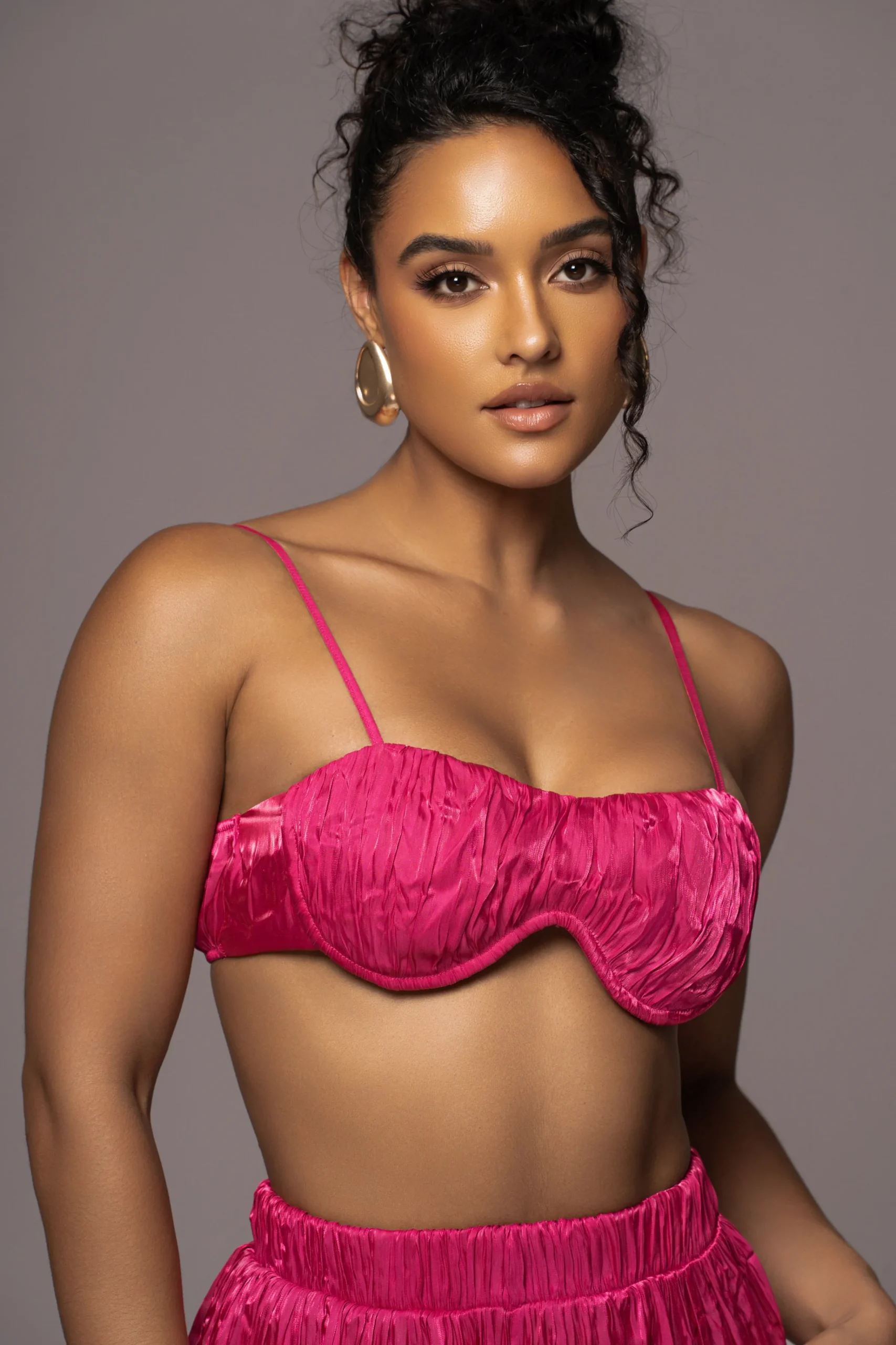 JLUXLABEL Pink Lets Get Away Satin Pant Set