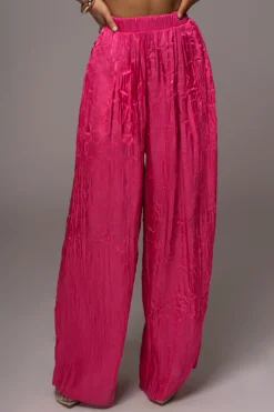 JLUXLABEL Pink Lets Get Away Satin Pant Set
