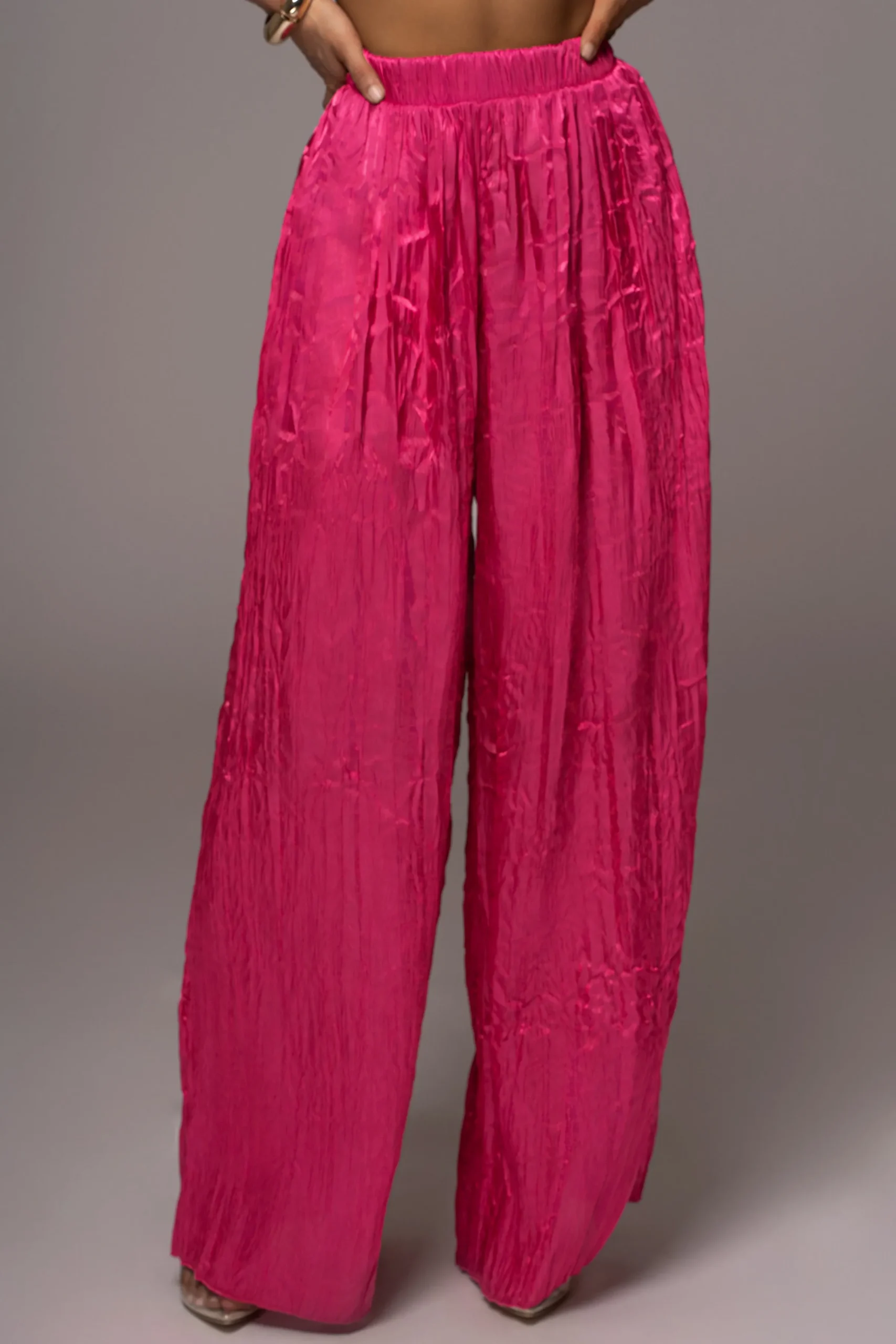 JLUXLABEL Pink Lets Get Away Satin Pant Set