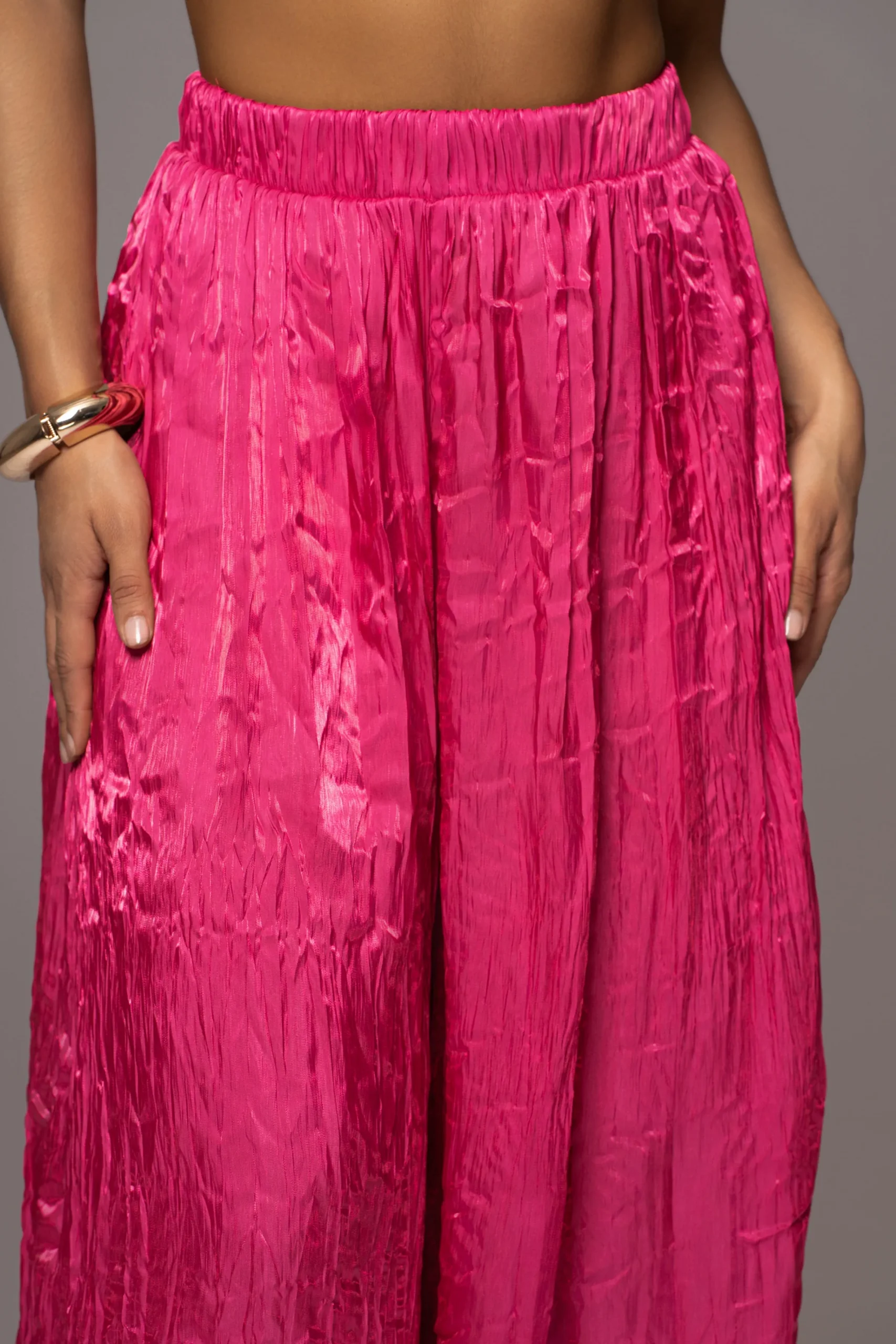 JLUXLABEL Pink Lets Get Away Satin Pant Set