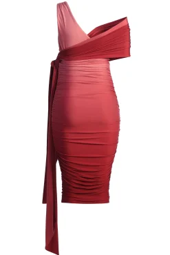 JLUXLABEL Pink Ombré Edge Of Romance Midi Dress
