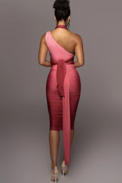 JLUXLABEL Pink Ombré Edge Of Romance Midi Dress