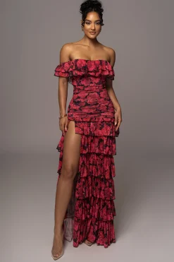JLUXLABEL Pink  Power Mesh Passion Tier Dress