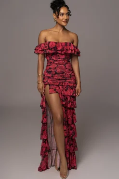 JLUXLABEL Pink  Power Mesh Passion Tier Dress