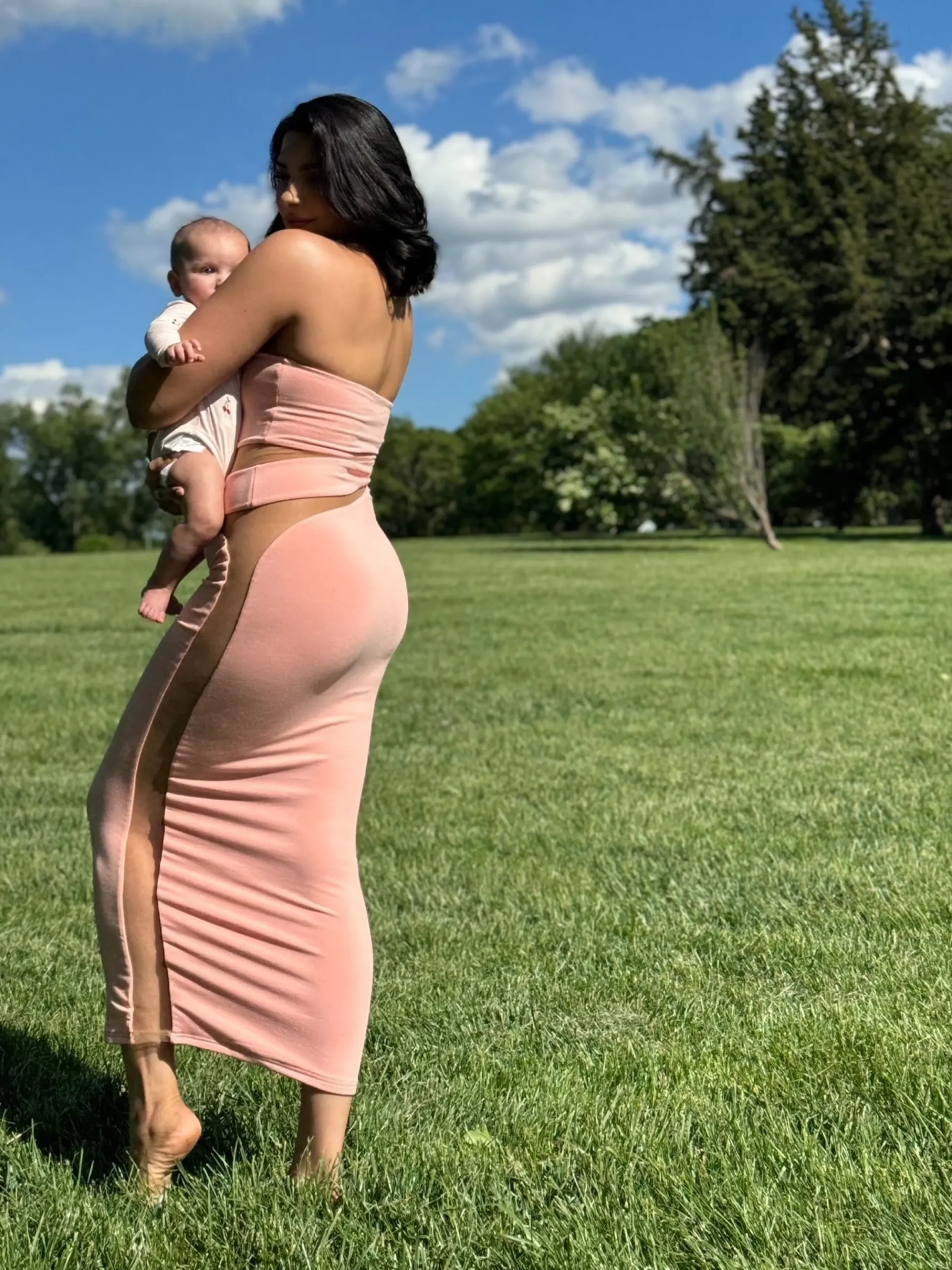 JLUXLABEL Pink Unpredictable Midi Dress