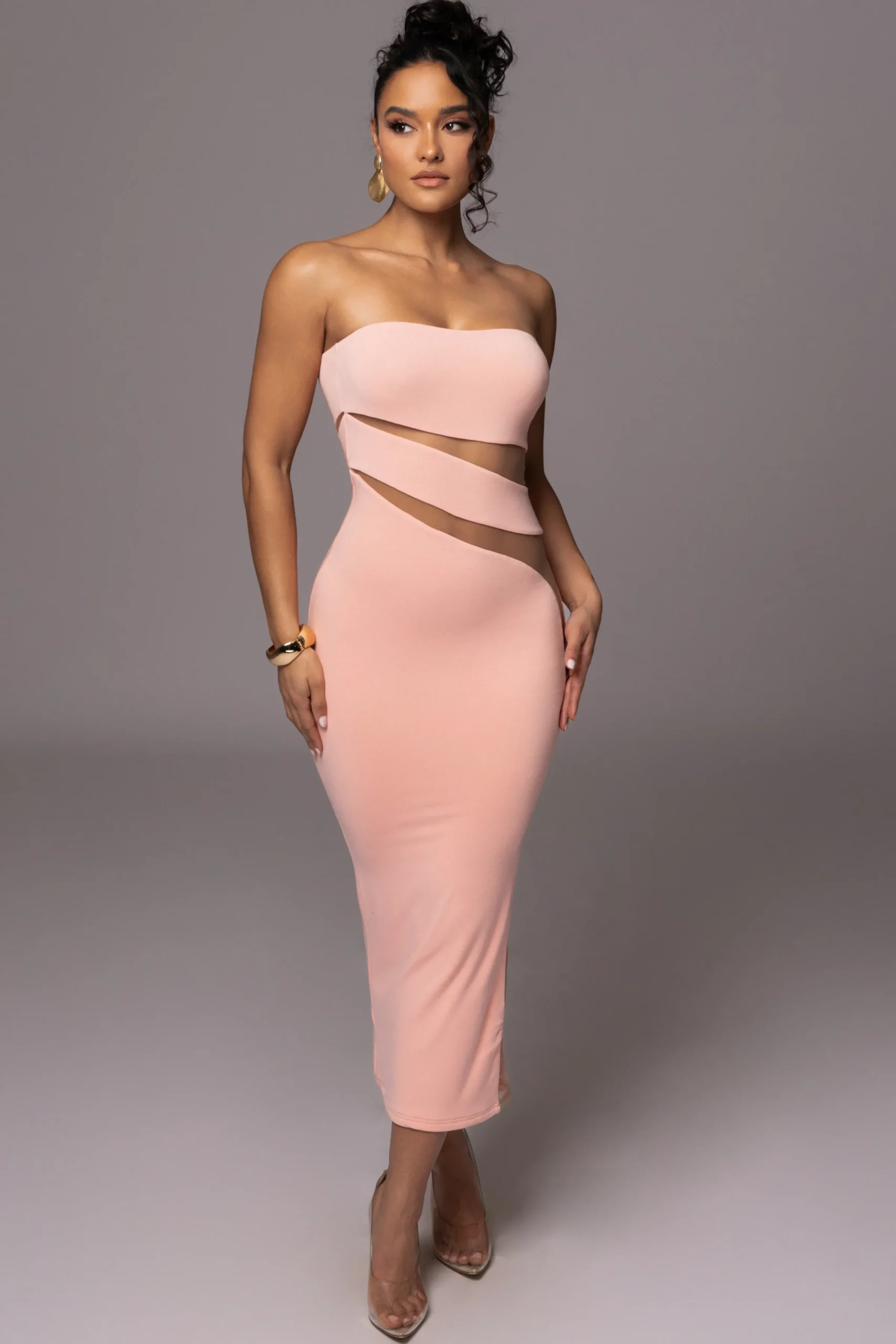JLUXLABEL Pink Unpredictable Midi Dress