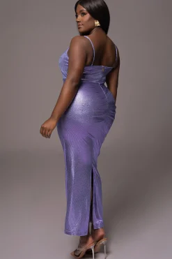 JLUXLABEL Purple Rubi Cowl Neck Cocktail Dress