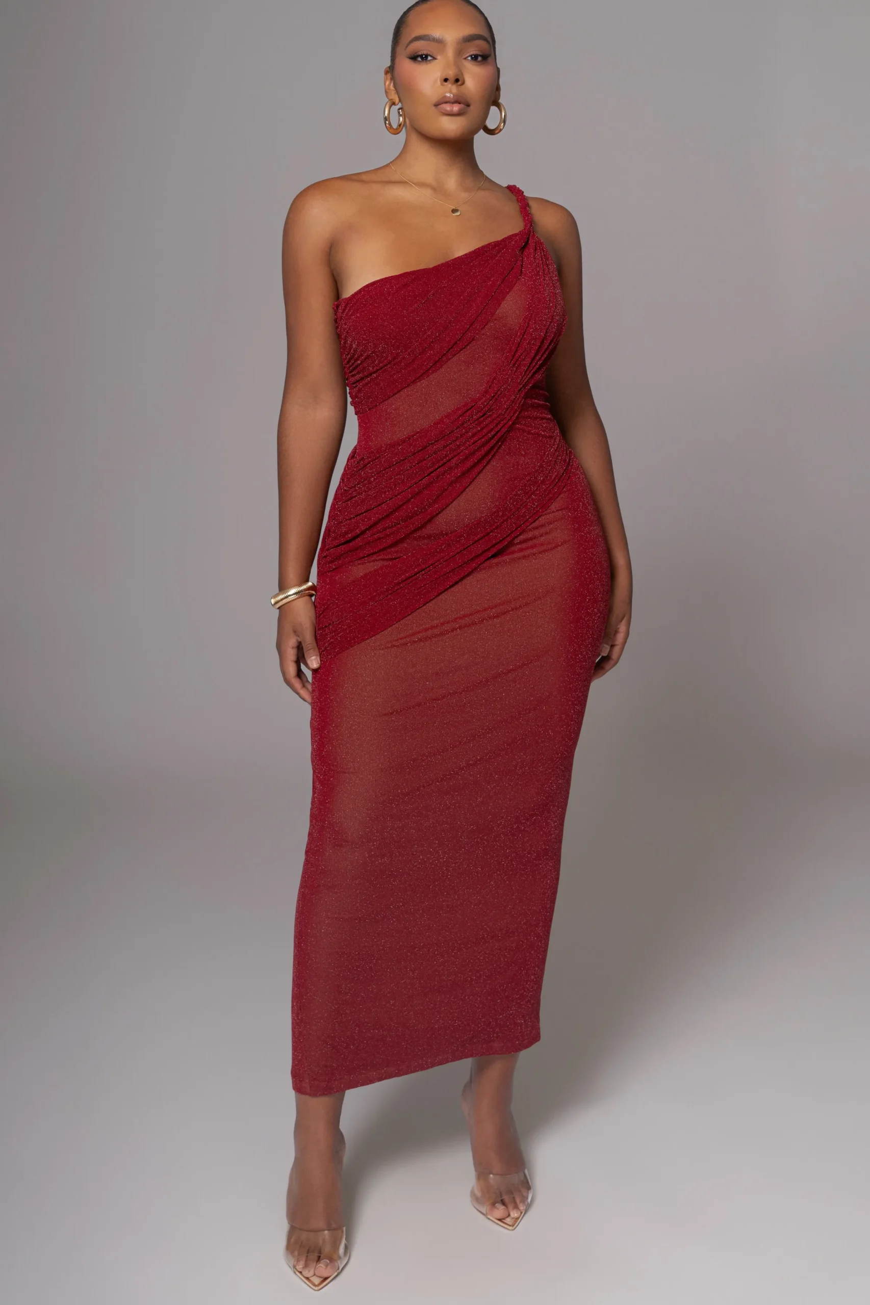 JLUXLABEL Red Alari One Shoulder Maxi Dress